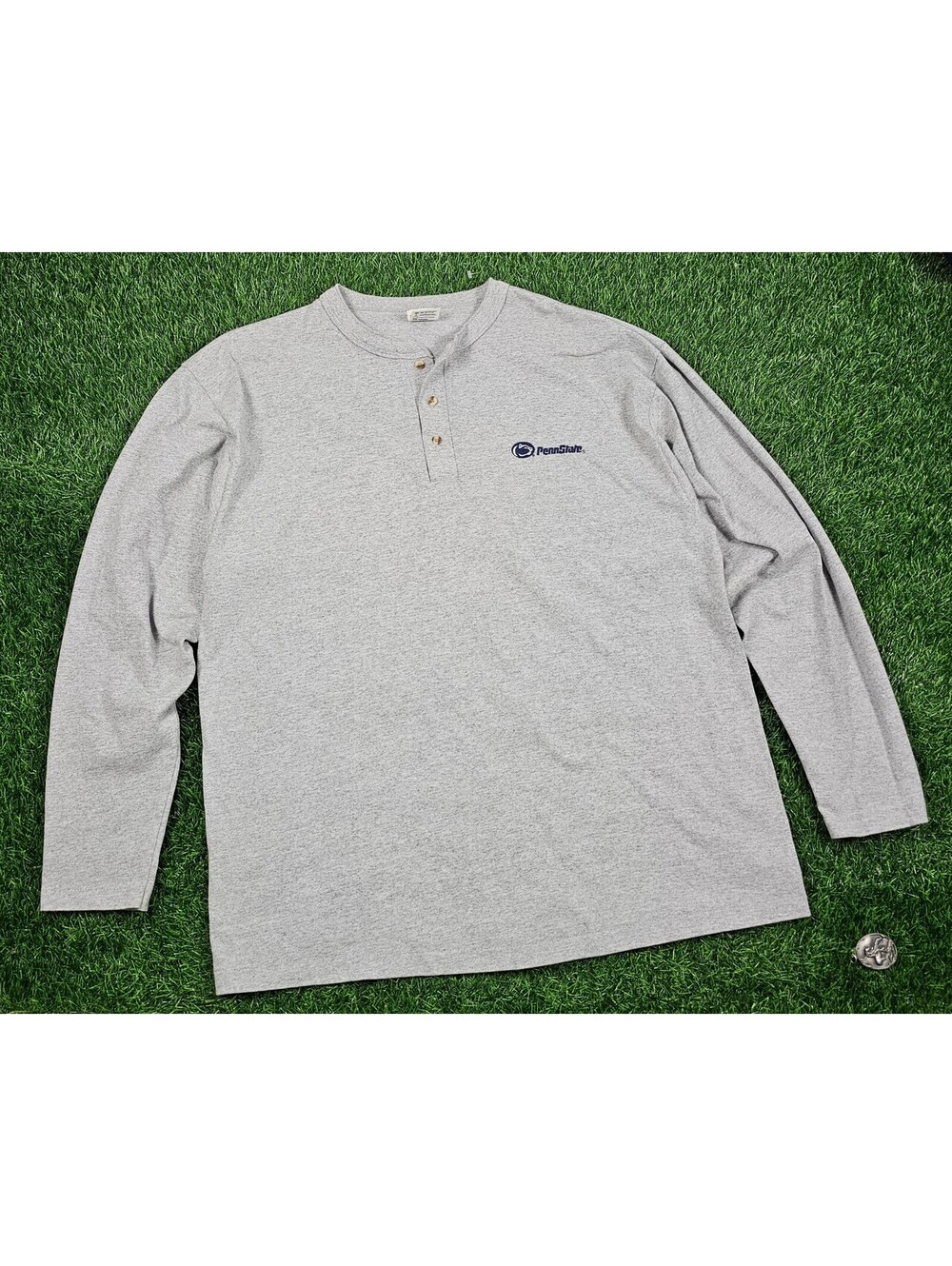 Cotton Deluxe Penn State Long Sleeve Henley Shirt XL Gray